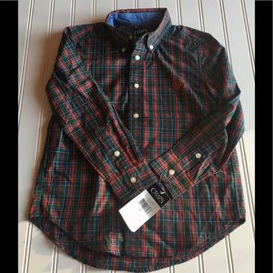 Chaps Plaid button down easy care shirt Sz6 NWT